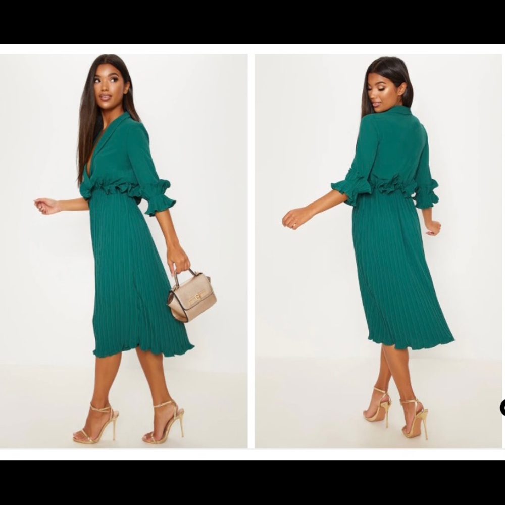 Hunter green midi dress. Size 8 with tags